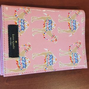 Passport wallet, pink with camels